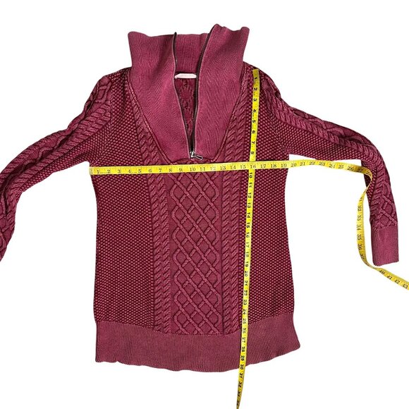 Soft Surroundings Fox Browning's Cable Knit Tunic Sweater M Raspberry Pink - Picture 9 of 12